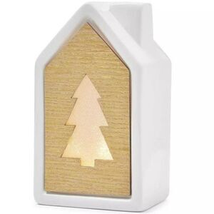 HOLIDAY LANE Shimmer and Light 5.5" Light-Up Gold Dolomite House w/ Translucent